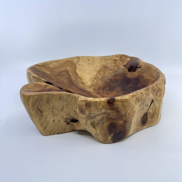 natural live edge burl wood bowl rustic handcrafted centerpiece - Picture 5 of 6